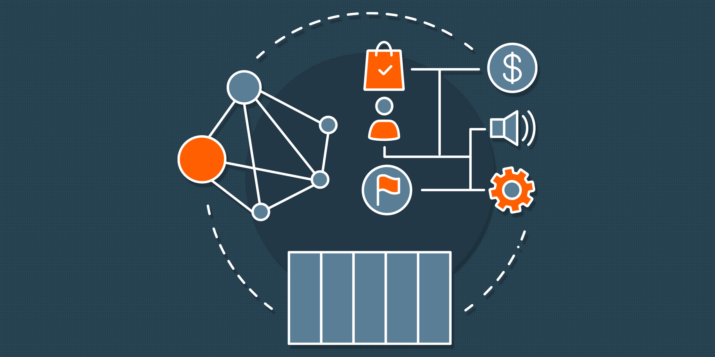 Circular Diagram with gears, money and people