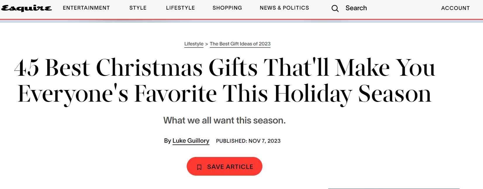 holiday gift list from a big content partner