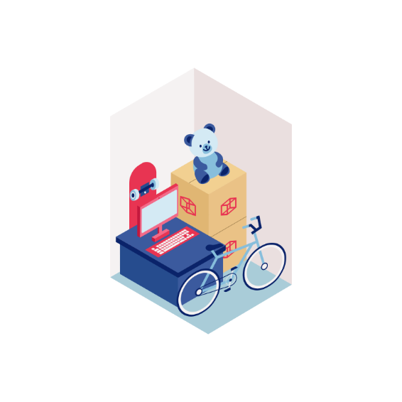 cubesmart icon depicting a small storage space