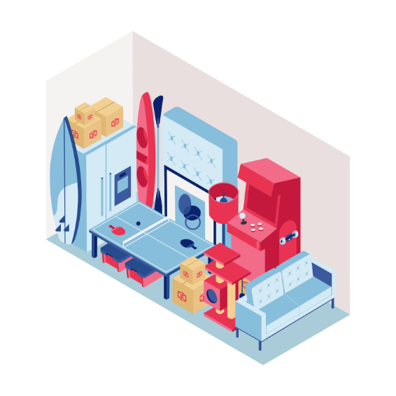 cubesmart icon depicting a large storage space