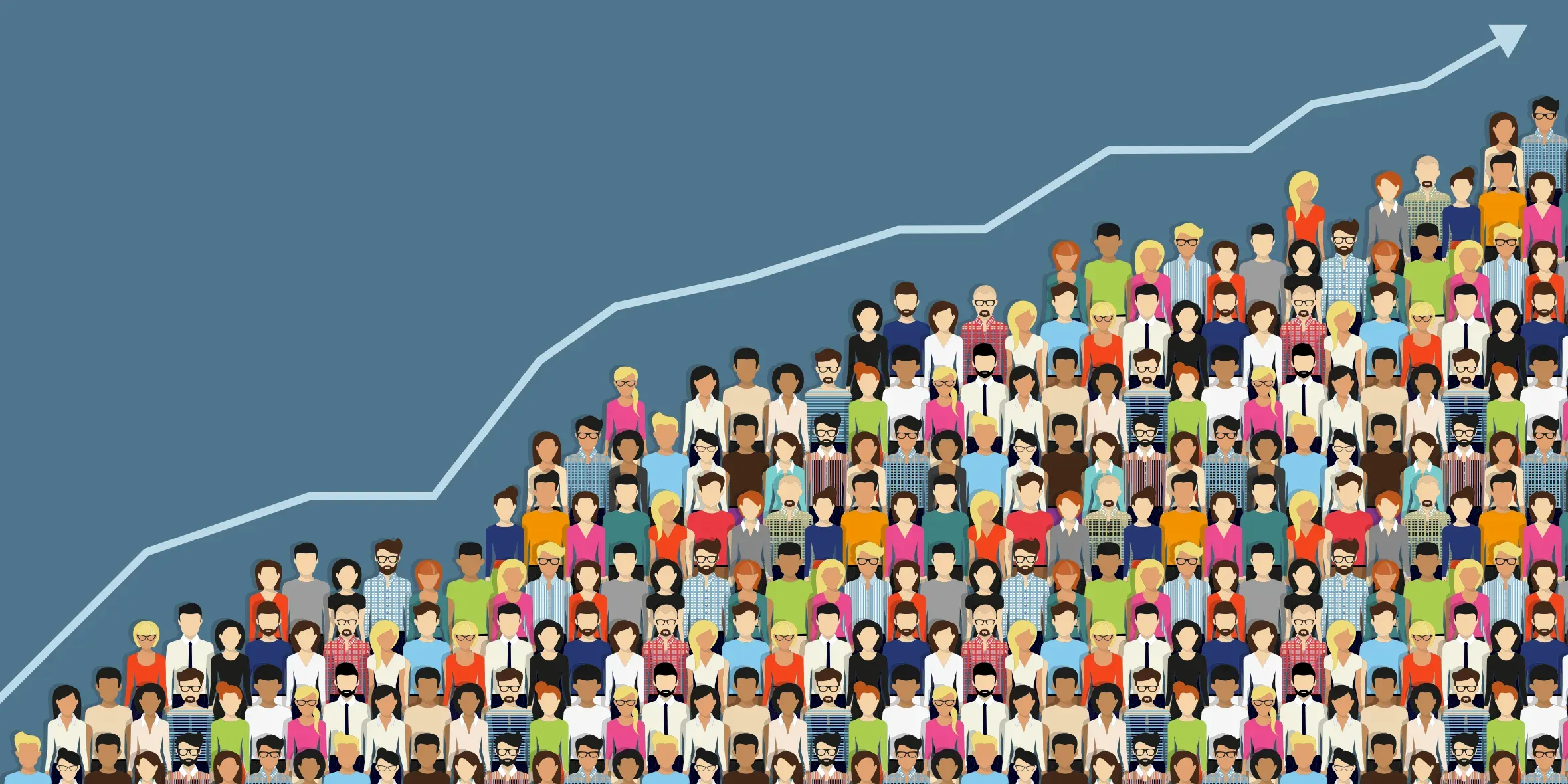 a large group of people divided by a line with nothing on the other side