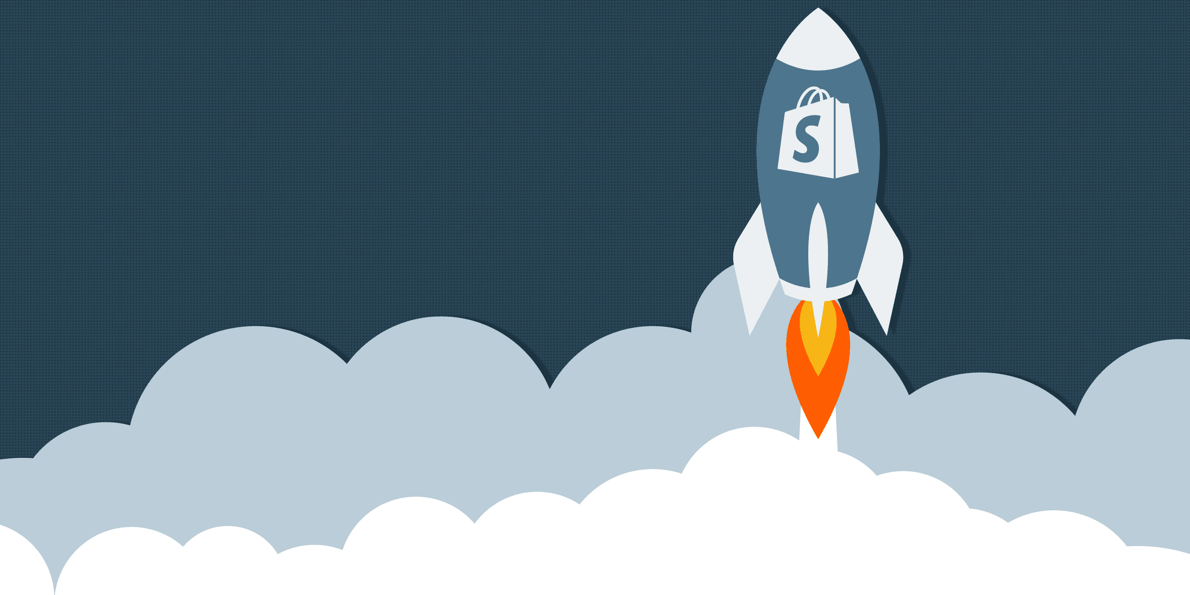 rocket launching with the Shopify logo